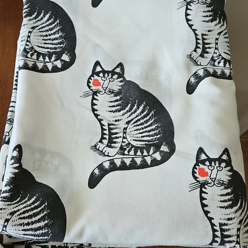 Vintage Kilban Cat Full Size Sheet Set & 1 Standard Pillow Case Made In The USA